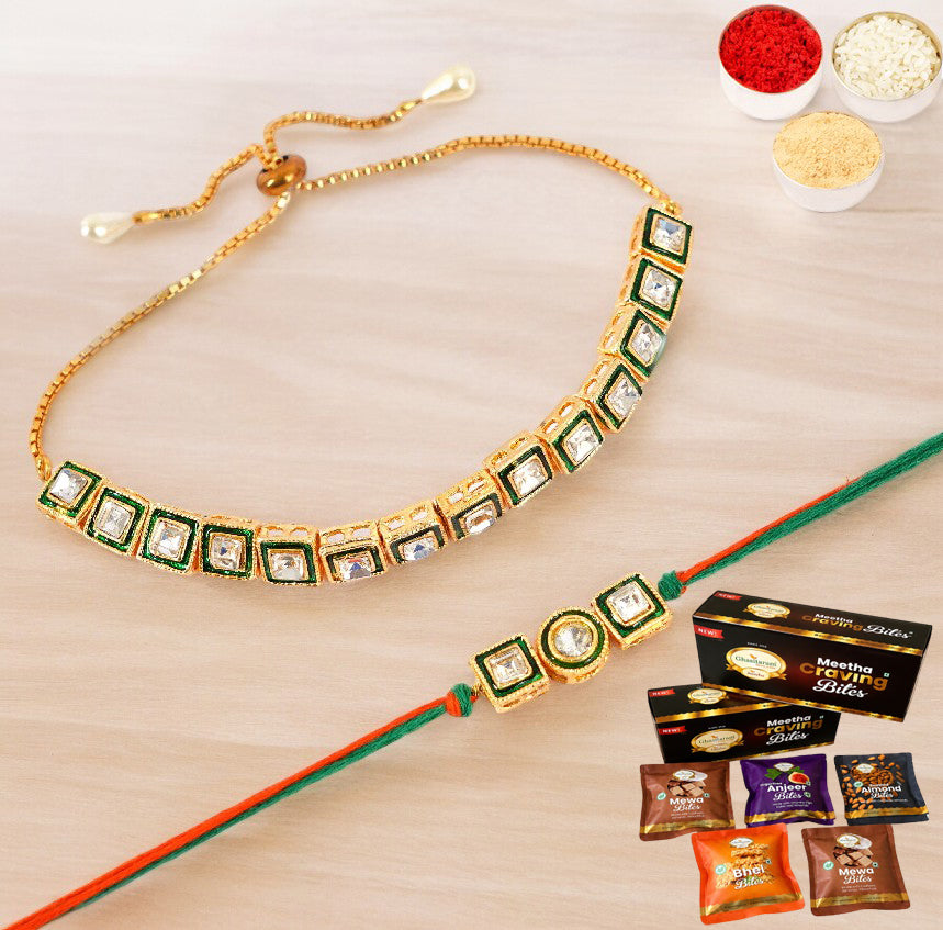 MJ-1 Bhaiya Bhabhi Rakhi with Asorted bites box