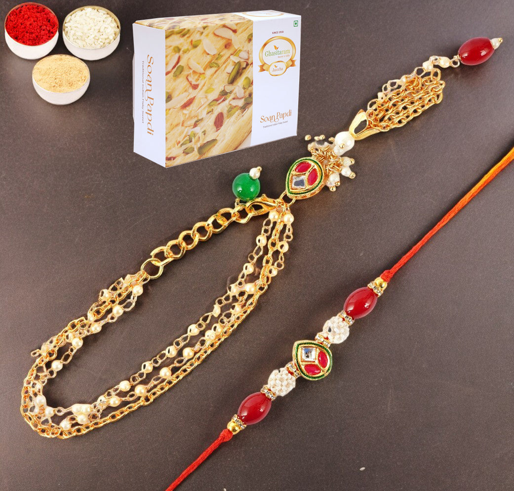 MJ-3 Bhaiya Bhabhi Rakhi with 400 gms of Soan Papdi