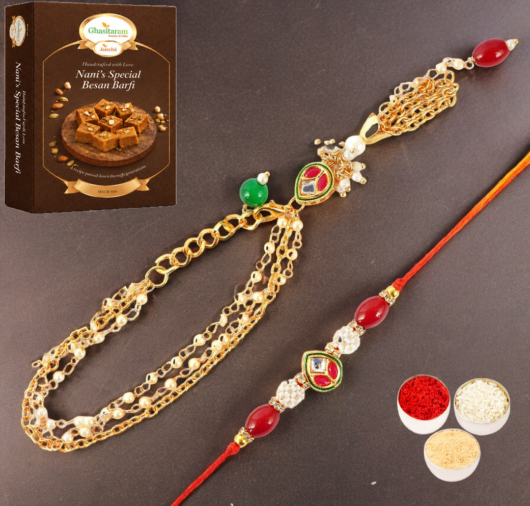 MJ-3 Bhaiya Bhabhi Rakhi with 400 gms of Besan Barfi