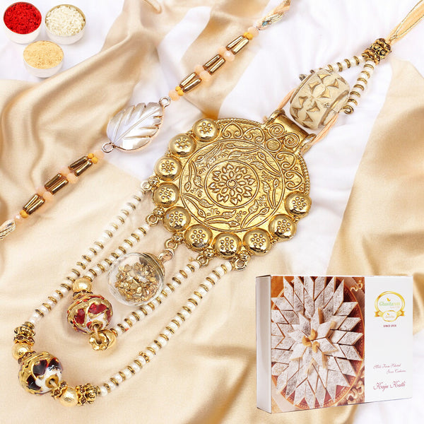 Rakhis Online Australia-RM-111 Bhaiya Bhabhi Rakhi with 200 gms of Kaju katli