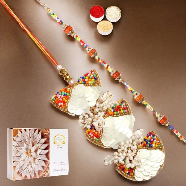 RM-122 Bhaiya Bhabhi Rakhi with 400 gms of Kaju katli