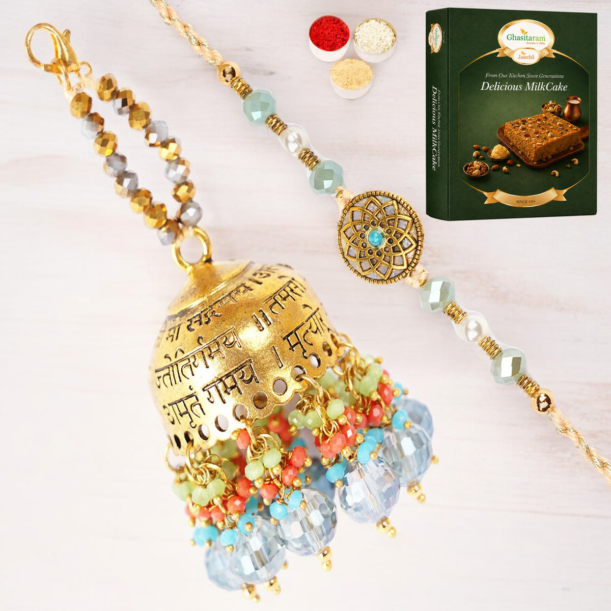 RM-270 Bhaiya Bhabhi Rakhi with 200 gms of Milk Cake