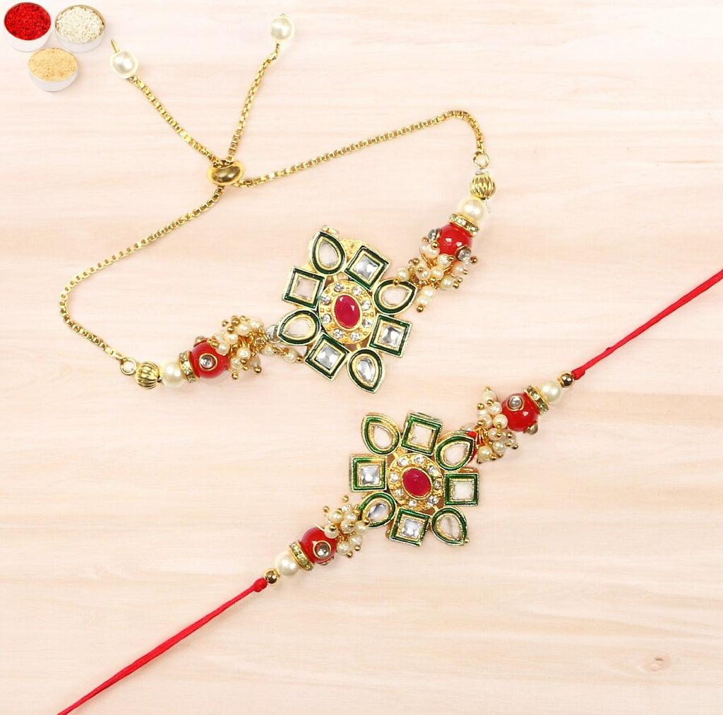 Rakhis Online-RT-Stone Pair Bhaiya Bhabhi Rakhi