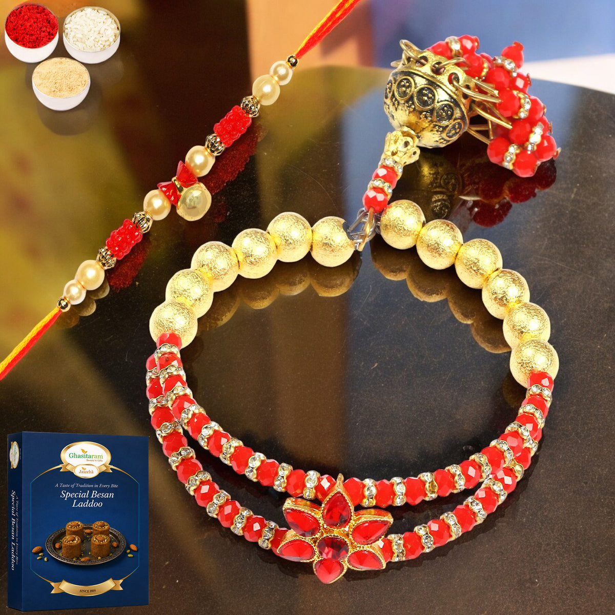 T-101 Bhaiya Bhabhi Rakhi with 200 gms of Besan Laddoo
