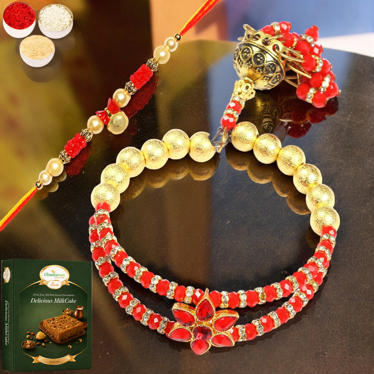 T-101 Bhaiya Bhabhi Rakhi with 200 gms of Milk Cake