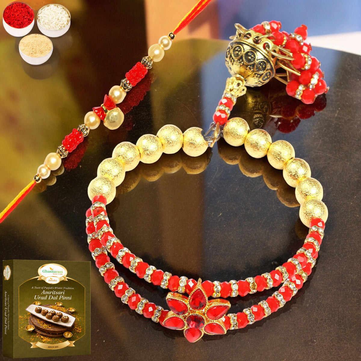 T-101 Bhaiya Bhabhi Rakhi with 200 gms of Pinni 