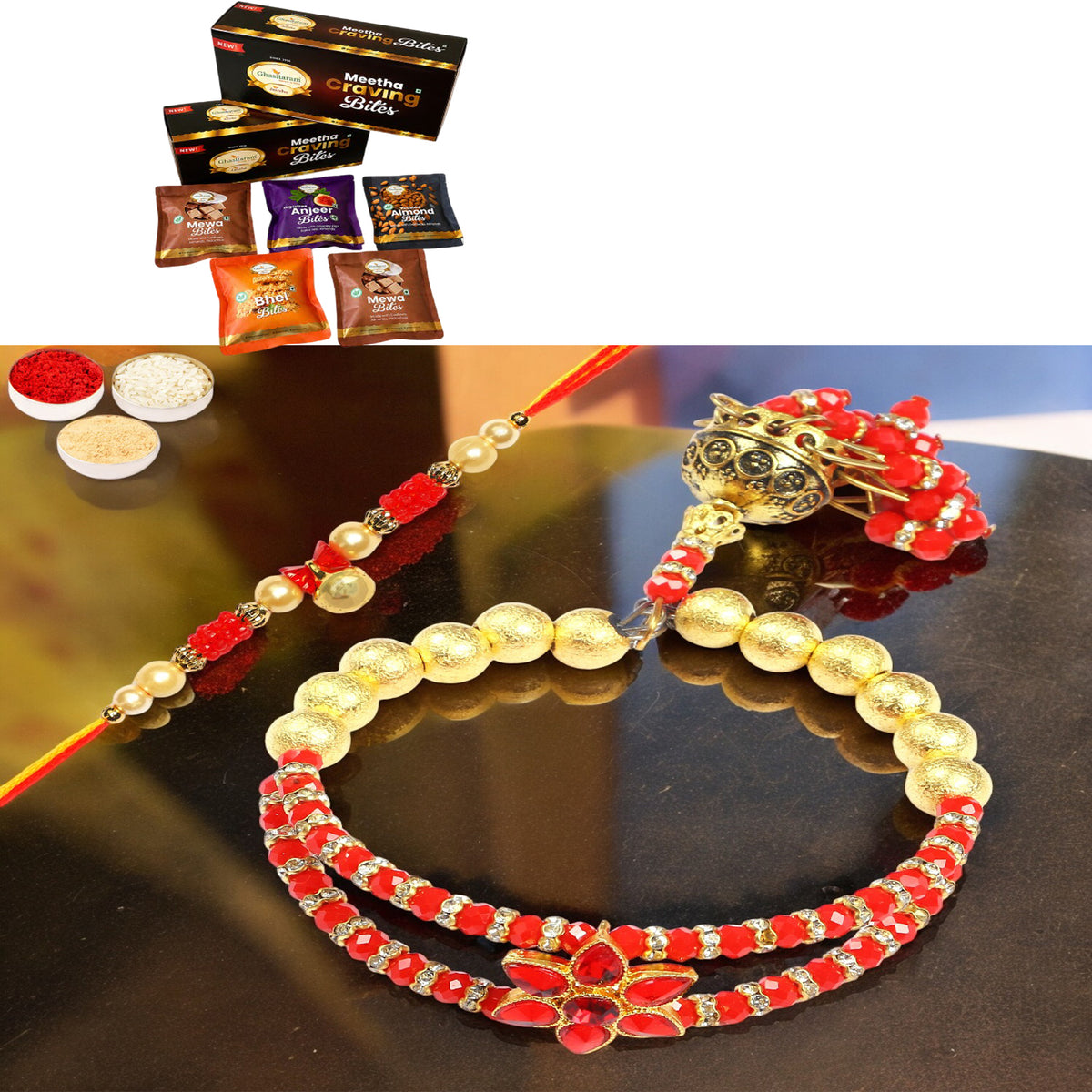 T-101 Bhaiya Bhabhi Rakhi with Asorted bites box