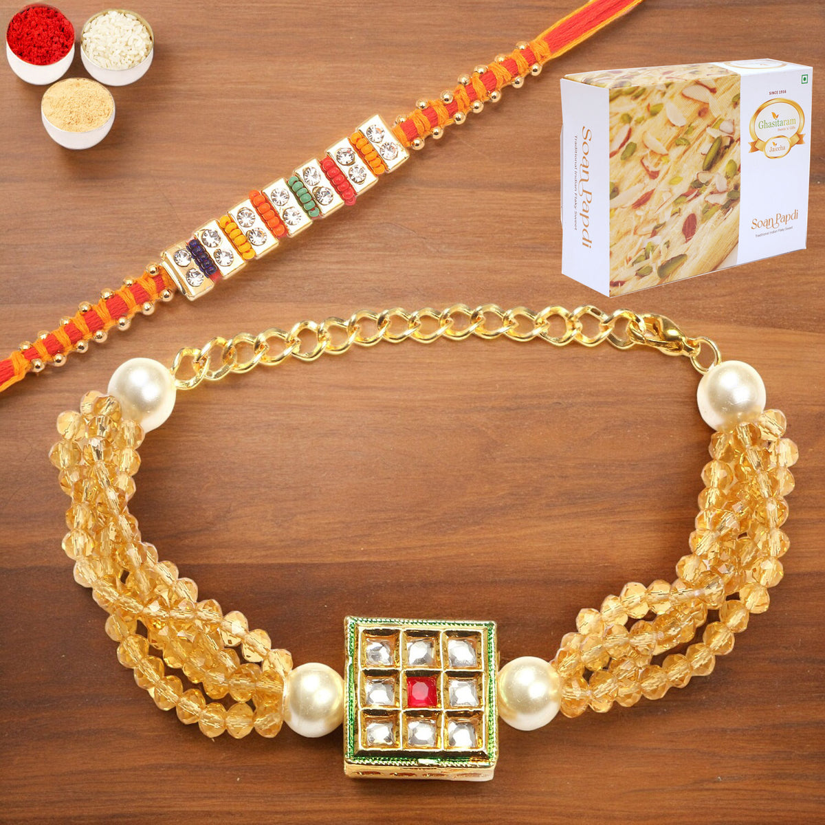 T-19 Bhaiya Bhabhi Rakhi with 400 gms of Soan Papdi