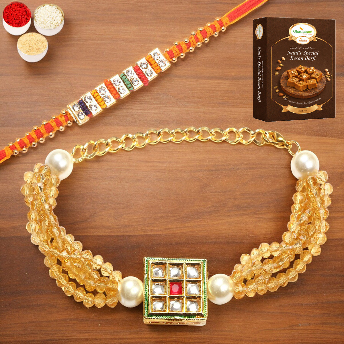 T-19 Bhaiya Bhabhi Rakhi with 400 gms of Besan Barfi