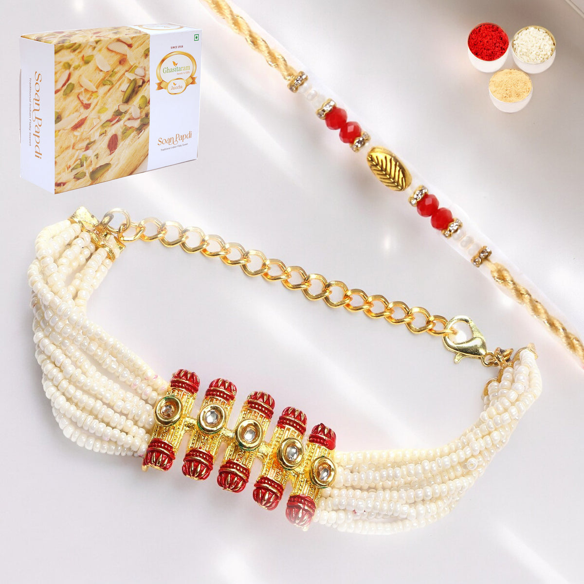 T-24 Bhaiya Bhabhi Rakhi with 400 gms of Soan Papdi
