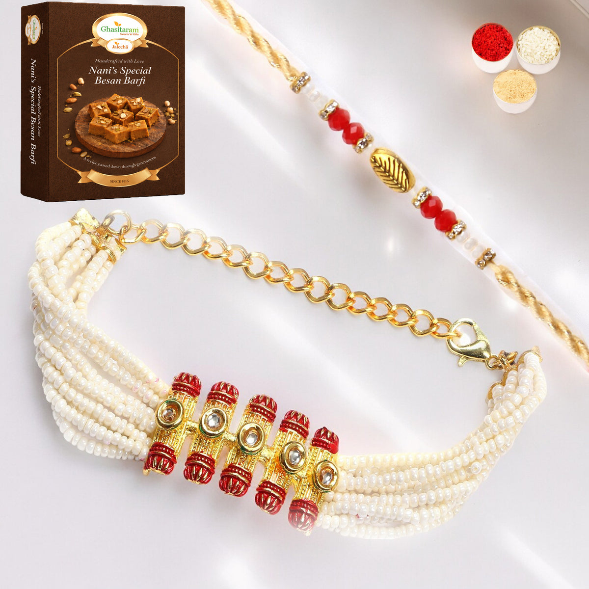 T-24 Bhaiya Bhabhi Rakhi with 400 gms of Besan Barfi