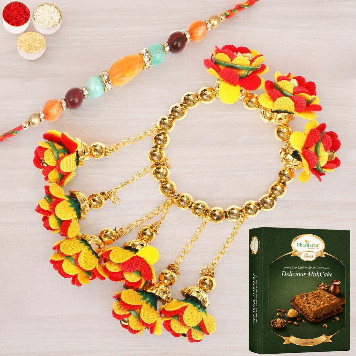 TK-27 Bhaiya Bhabhi Rakhi with 200 gms of Milk Cake