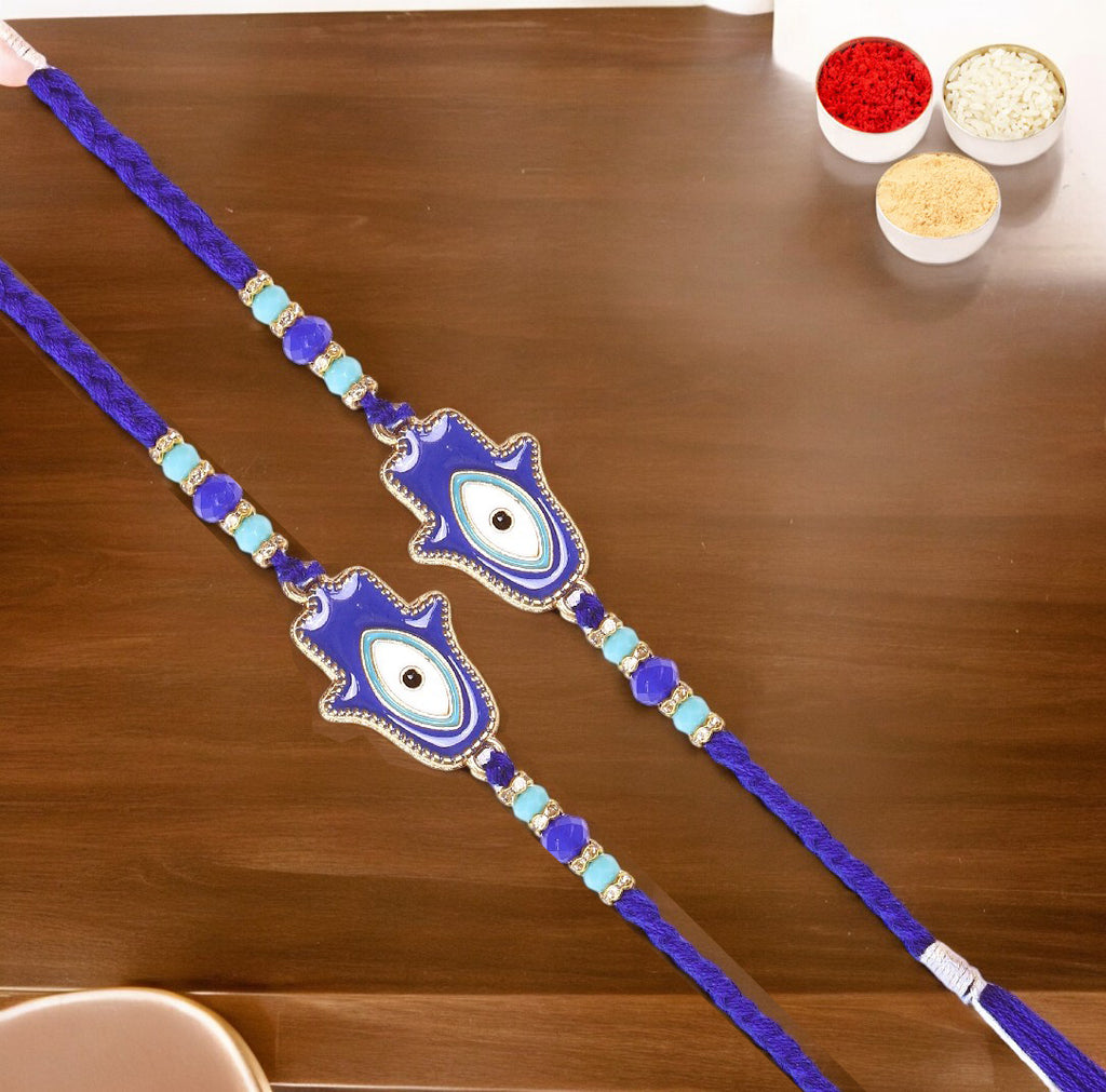 Rakhis Online USA-  Set of 2 - 8931 Evil Eye Fancy Thread Rakhis