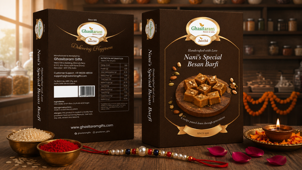 Nani's Special Besan Barfi  with Pearl Beads Rakhi