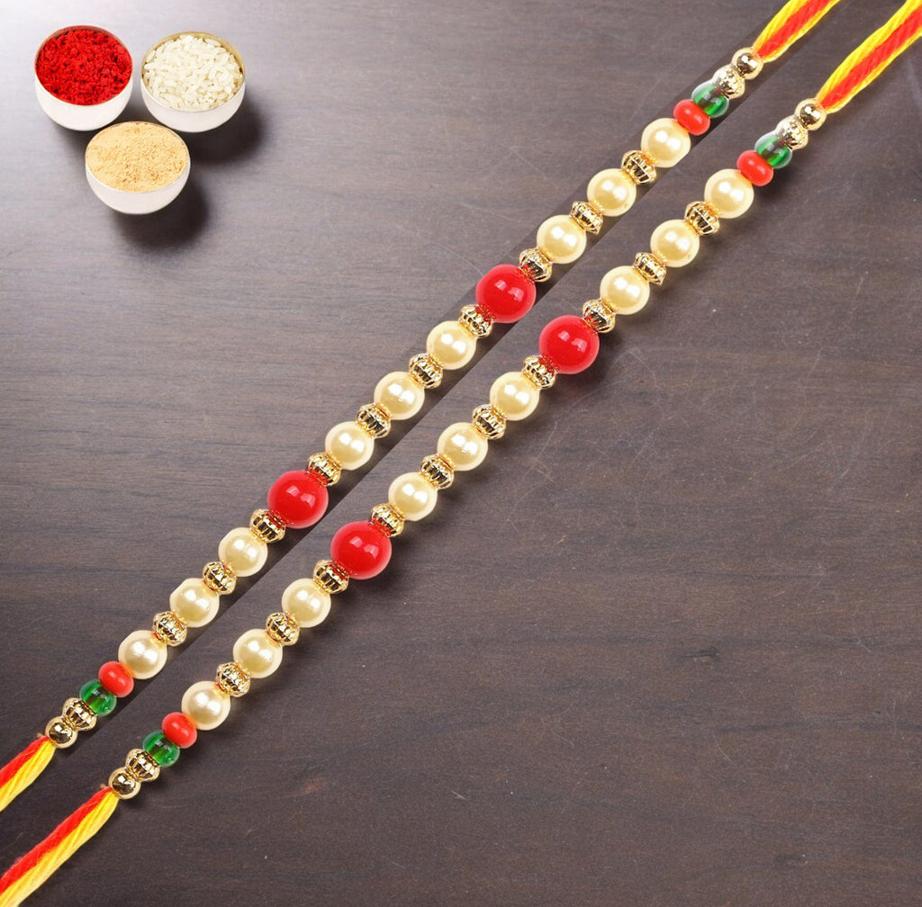 Rakhis Online Australia- Set of 2 - 6047 Pearl Rakhi For my Brother only