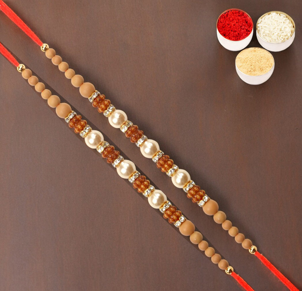 Rakhis Online Australia- Set of 2 - 6299 Pearl Rakhi For my Brother only