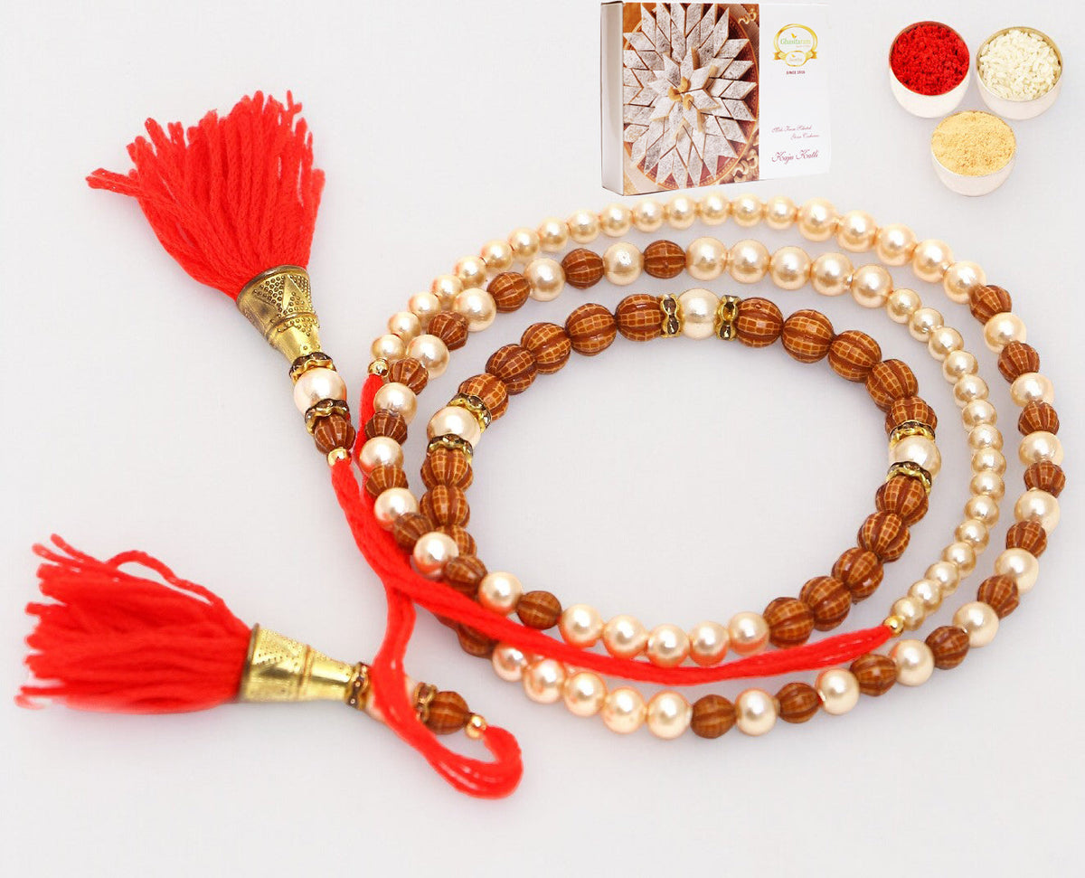 Rakhis Online Australia-612 Premium Rakhi Bracelet with 200 gms of Kaju katli