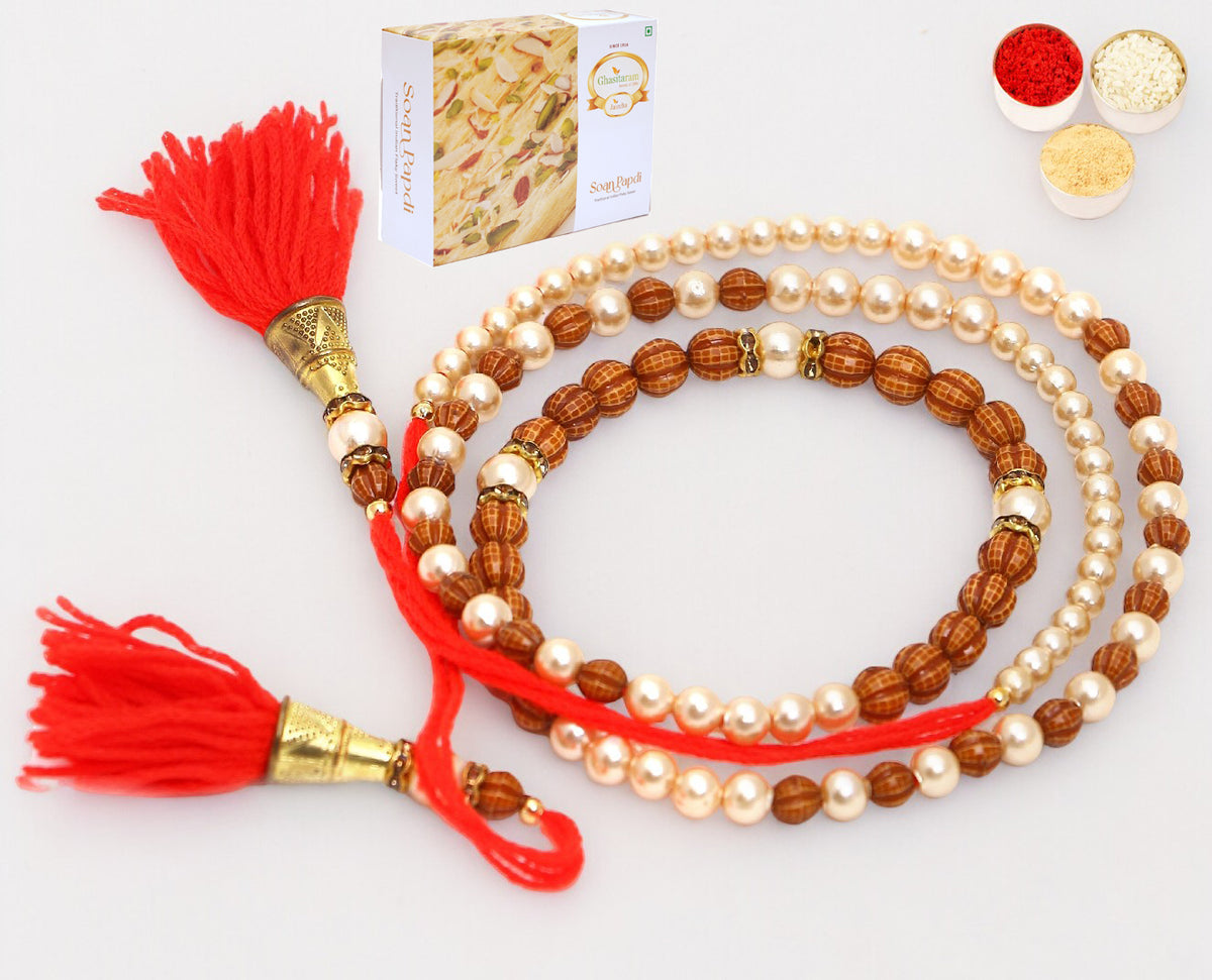 Rakhis Online USA-  612 Premium Rakhi Bracelet  with 200 gms Soan Papdi