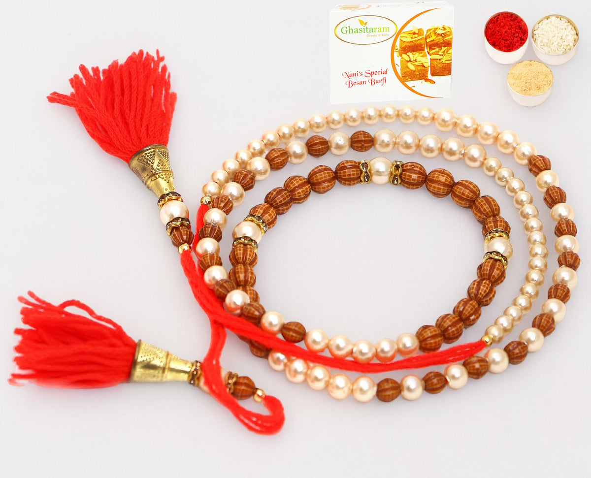 Rakhis Online UK-612 Premium Rakhi Bracelet  with 200 gms Besan Barfi