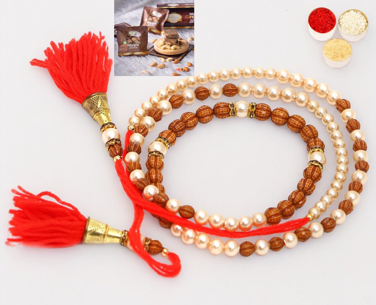 Rakhis Online USA-  612 Premium Rakhi Bracelet  with  Mewa Bites box