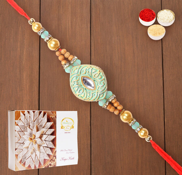 Rakhis Online USA- 8469 Premium Rakhi with 200 gms of Kaju katli 