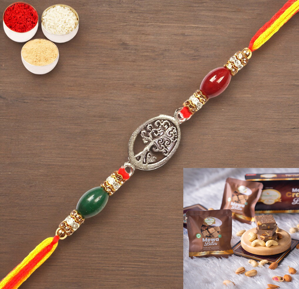 Rakhis Online USA-  8833 Premium Rakhi  with  Mewa Bites box