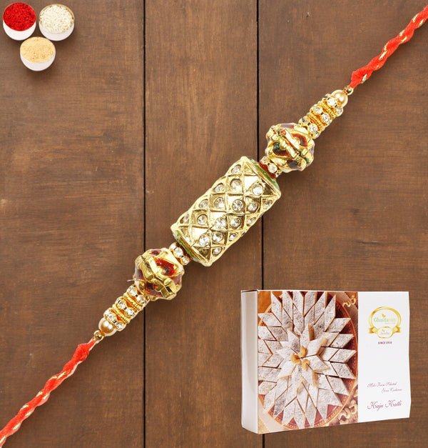 Rakhis Online UK-RM-579 PremiumRakhi with 200 gms of Kaju katli