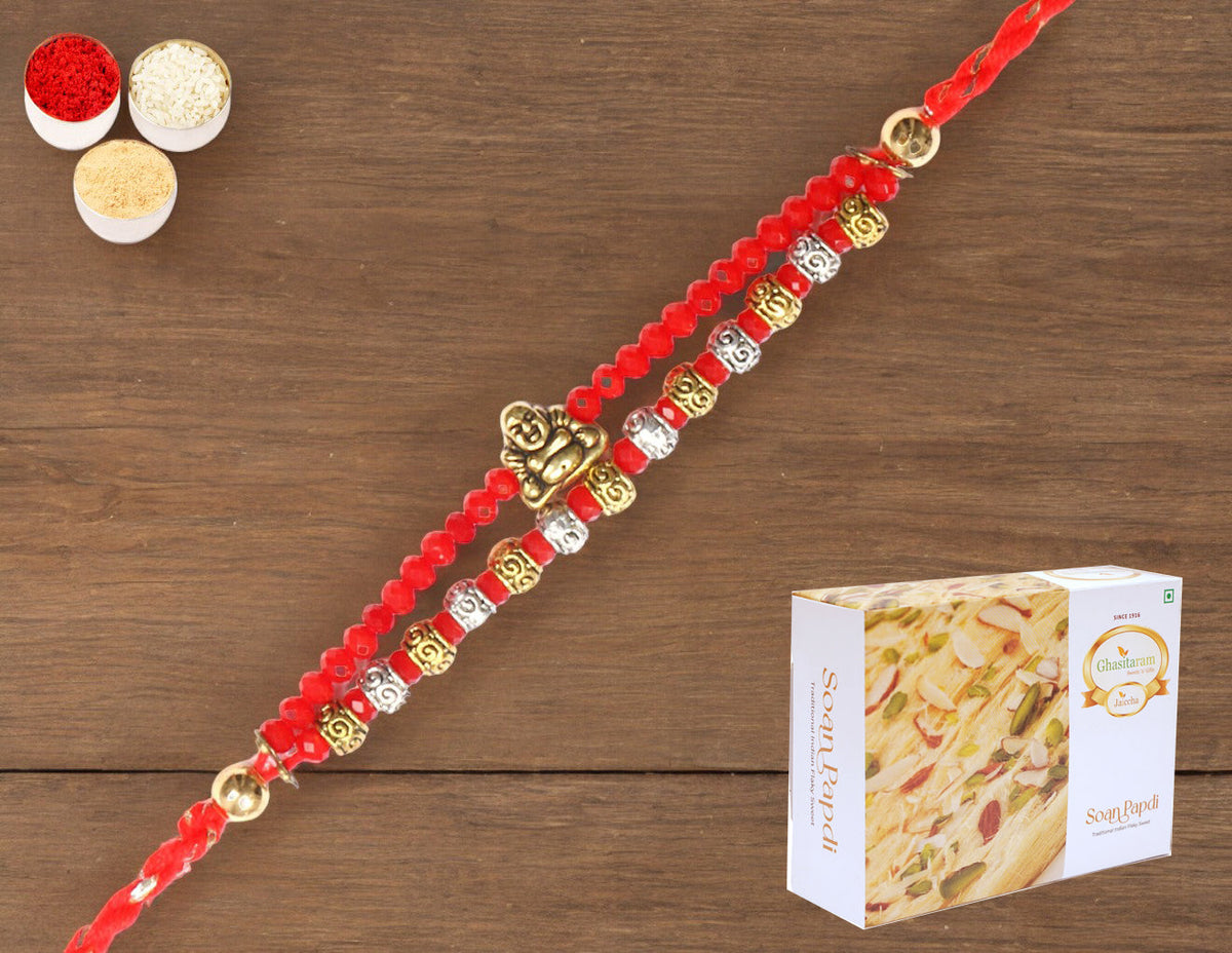 Rakhis Online Australia-RM-668 Premium Rakhi  with 200 gms Soan Papdi