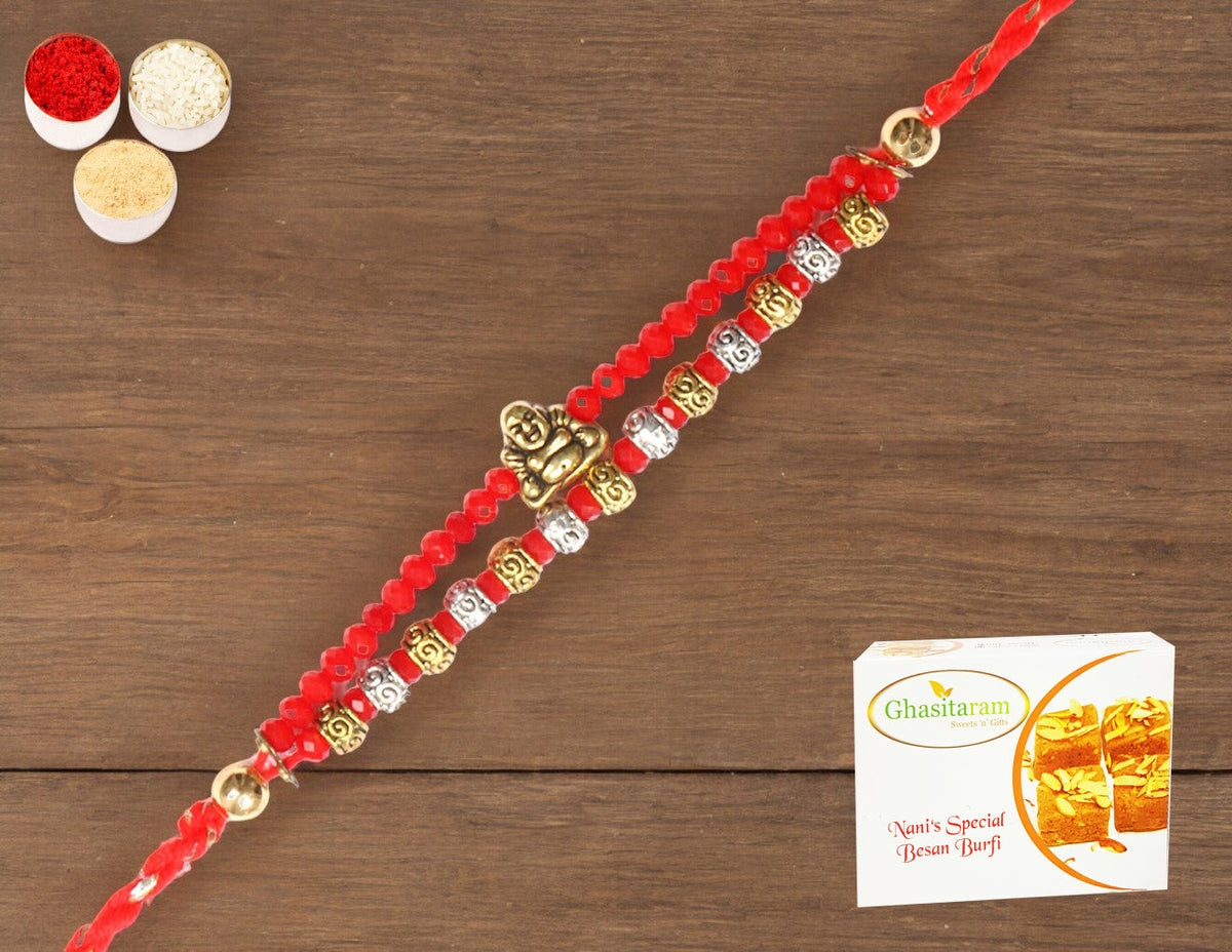 Rakhis Online Australia-RM-668 Premium Rakhi  with 200 gms Besan Barfi