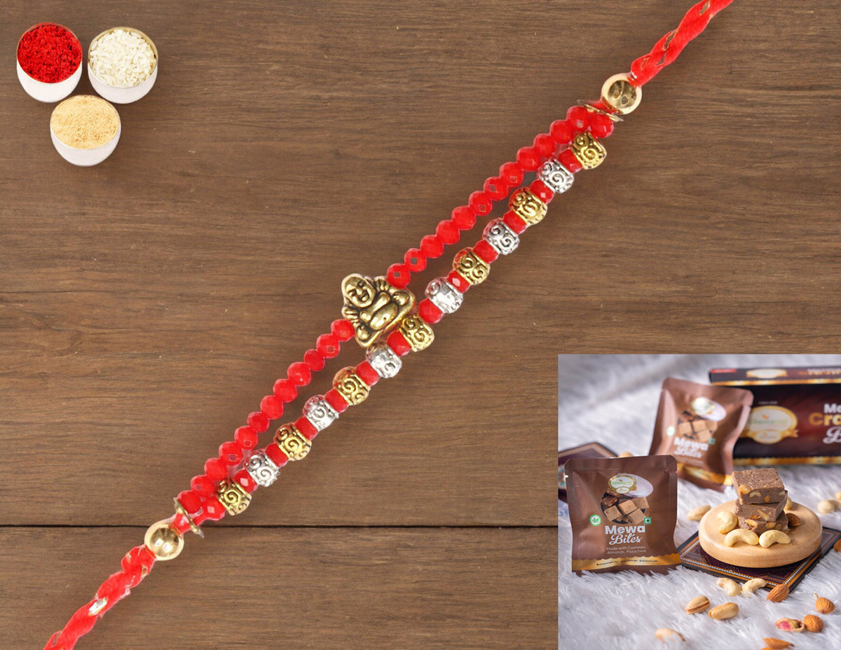Rakhis Online Australia-RM-668 Premium Rakhi  with  Mewa Bites box