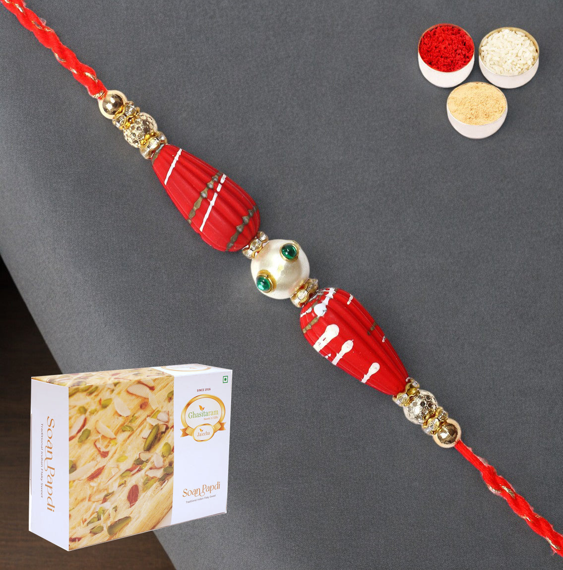 Rakhis Online Australia-RM- 711 Premium Rakhi  with 200 gms Soan Papdi