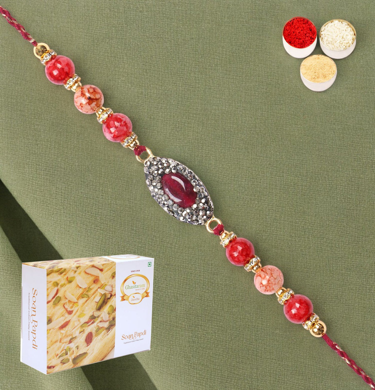 Rakhis Online Australia-RM-715 Premium Rakhi  with 200 gms Soan Papdi