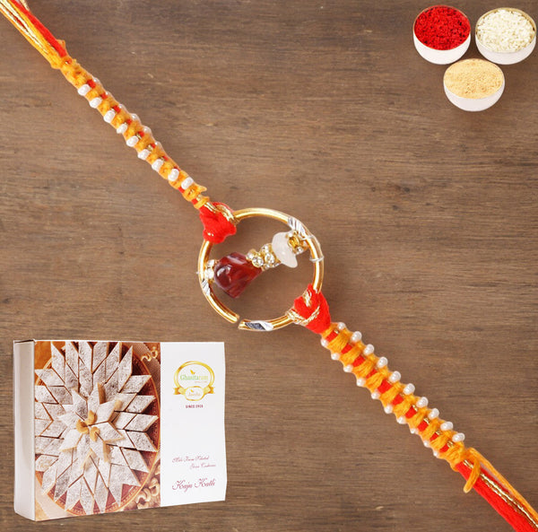 Rakhis Online Australia-8487 Premium Rakhi with 200 gms of Kaju katli