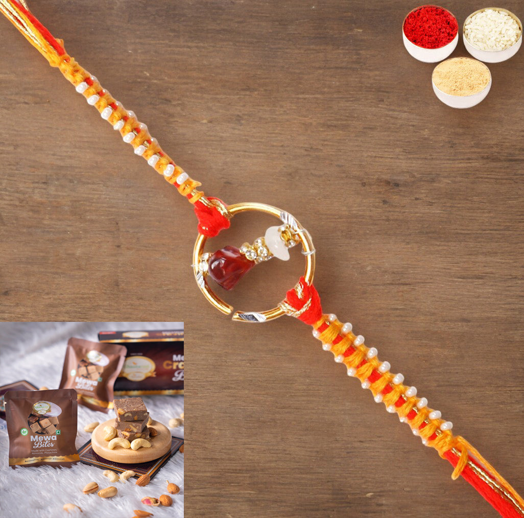 Rakhis Online Australia-8487 Premium Rakhi  with  Mewa Bites box