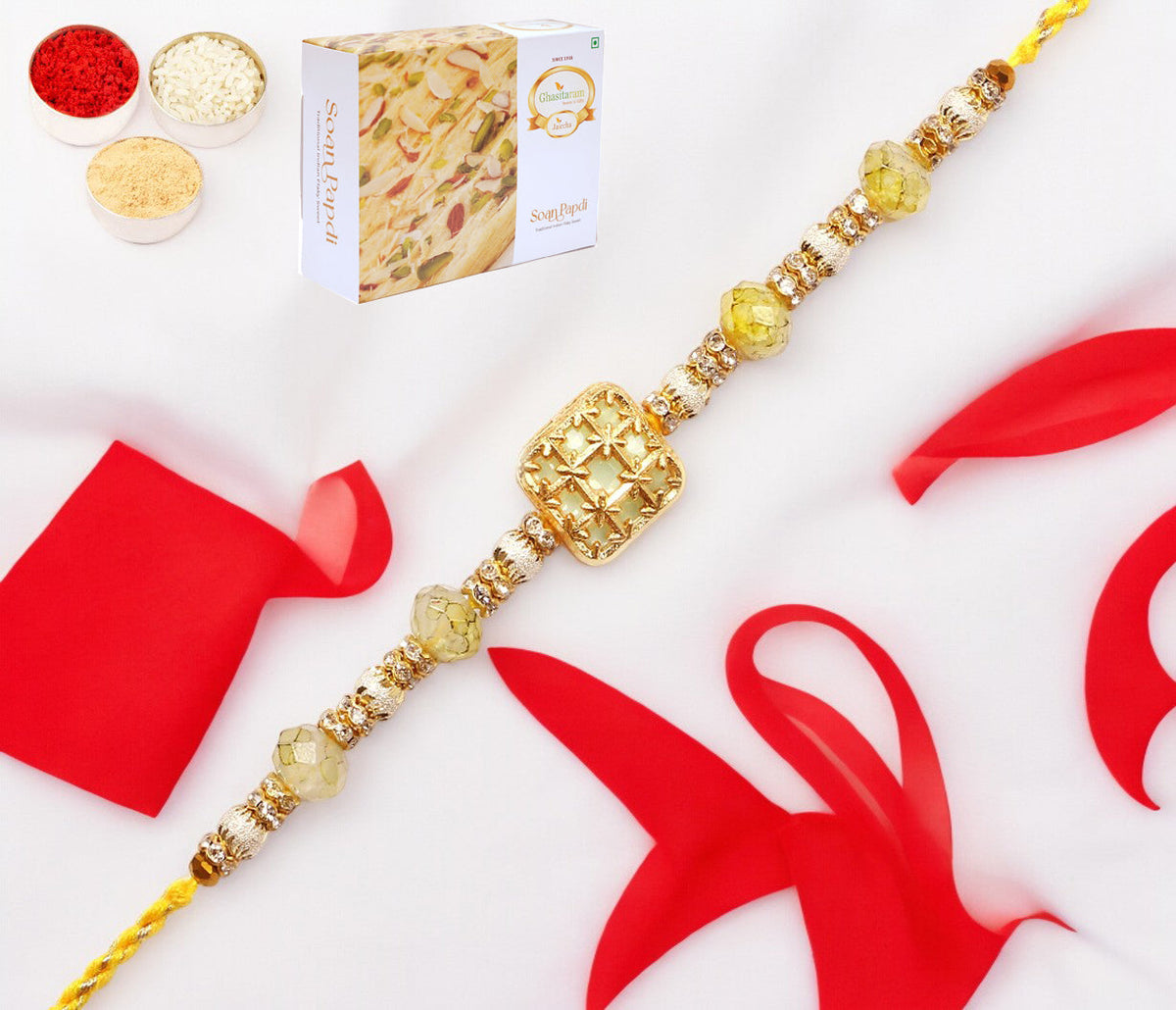 Rakhis Online Australia-RM-759 Premium Rakhi  with 200 gms Soan Papdi