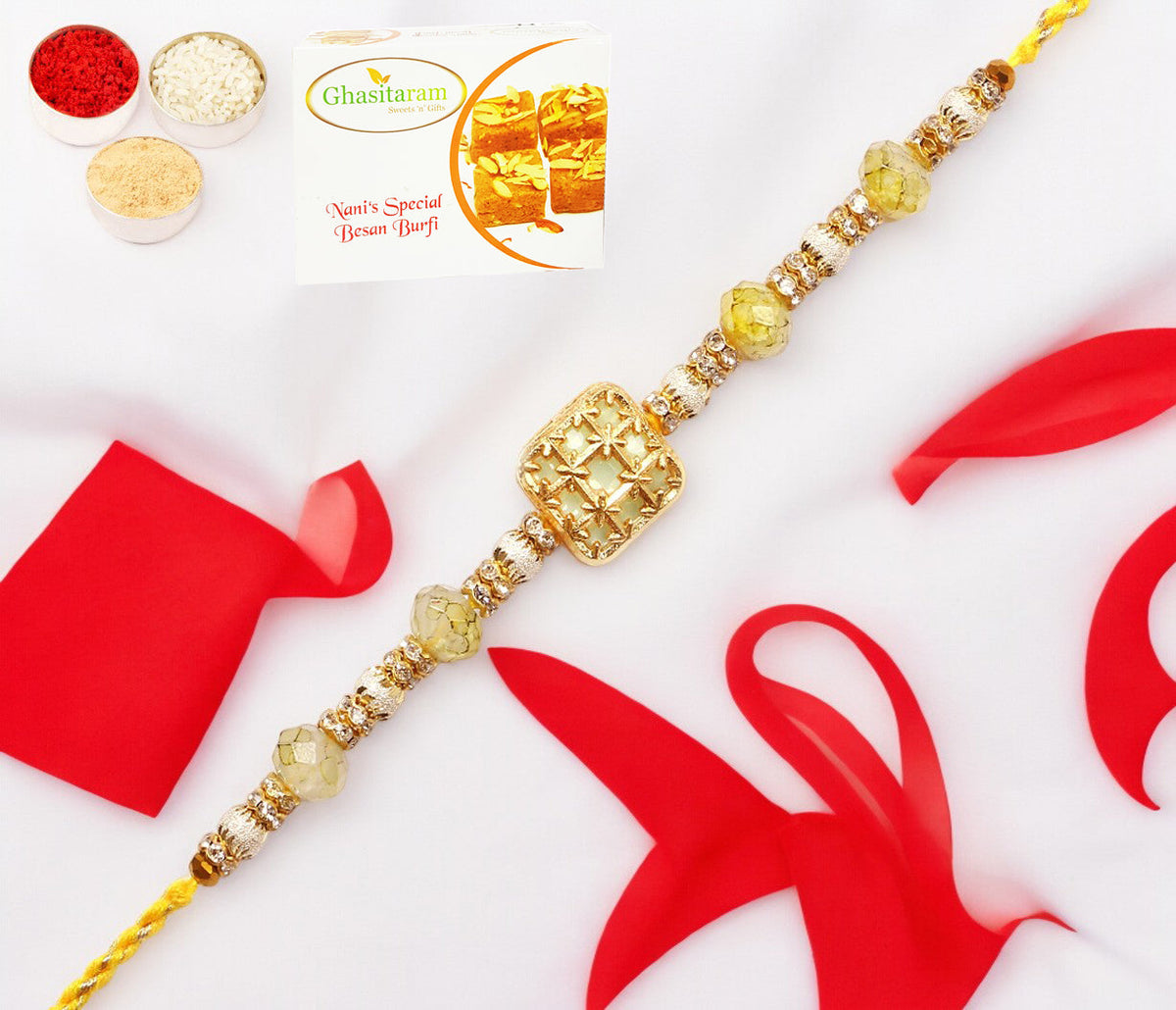 Rakhis Online Australia-RM-759 Premium Rakhi  with 200 gms Besan Barfi