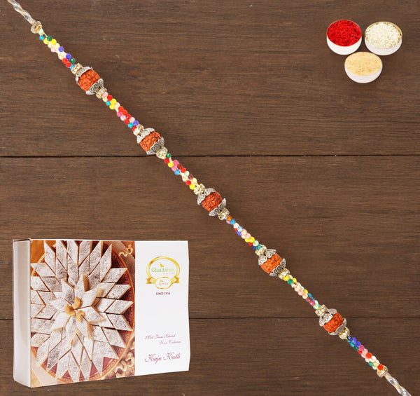Rakhis Online USA- RM-766 Premium Rakhi with 200 gms of Kaju katli 