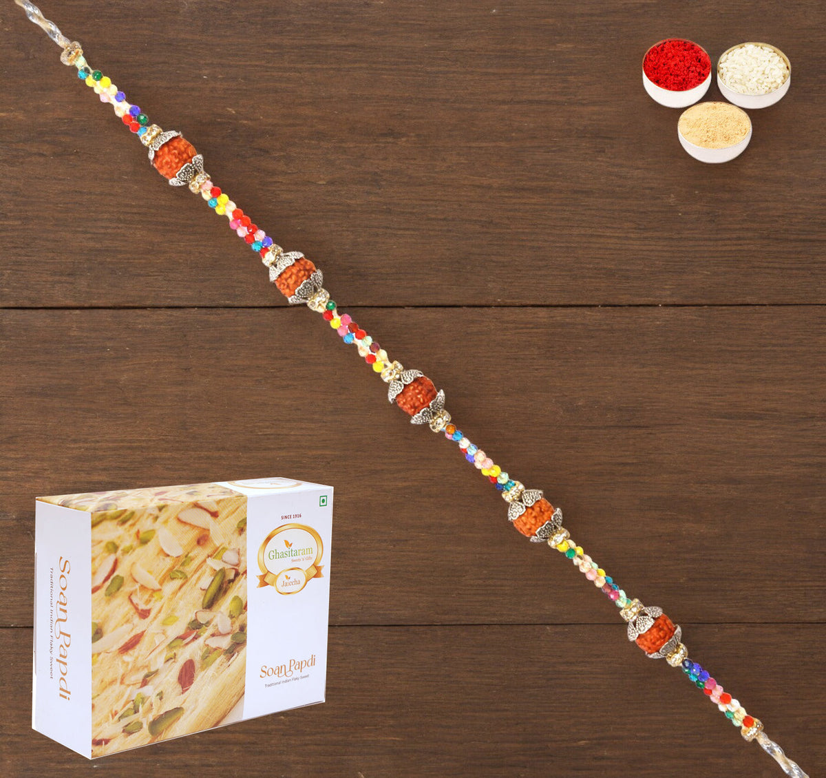 Rakhis Online Australia-RM-766 Premium Rakhi  with 200 gms Soan Papdi