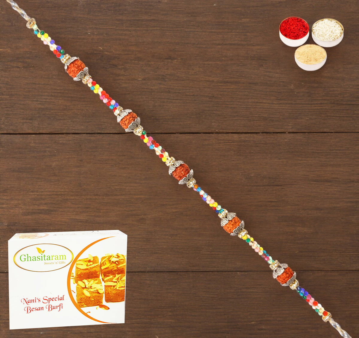 Rakhis Online Australia-RM-766 Premium Rakhi  with 200 gms Besan Barfi