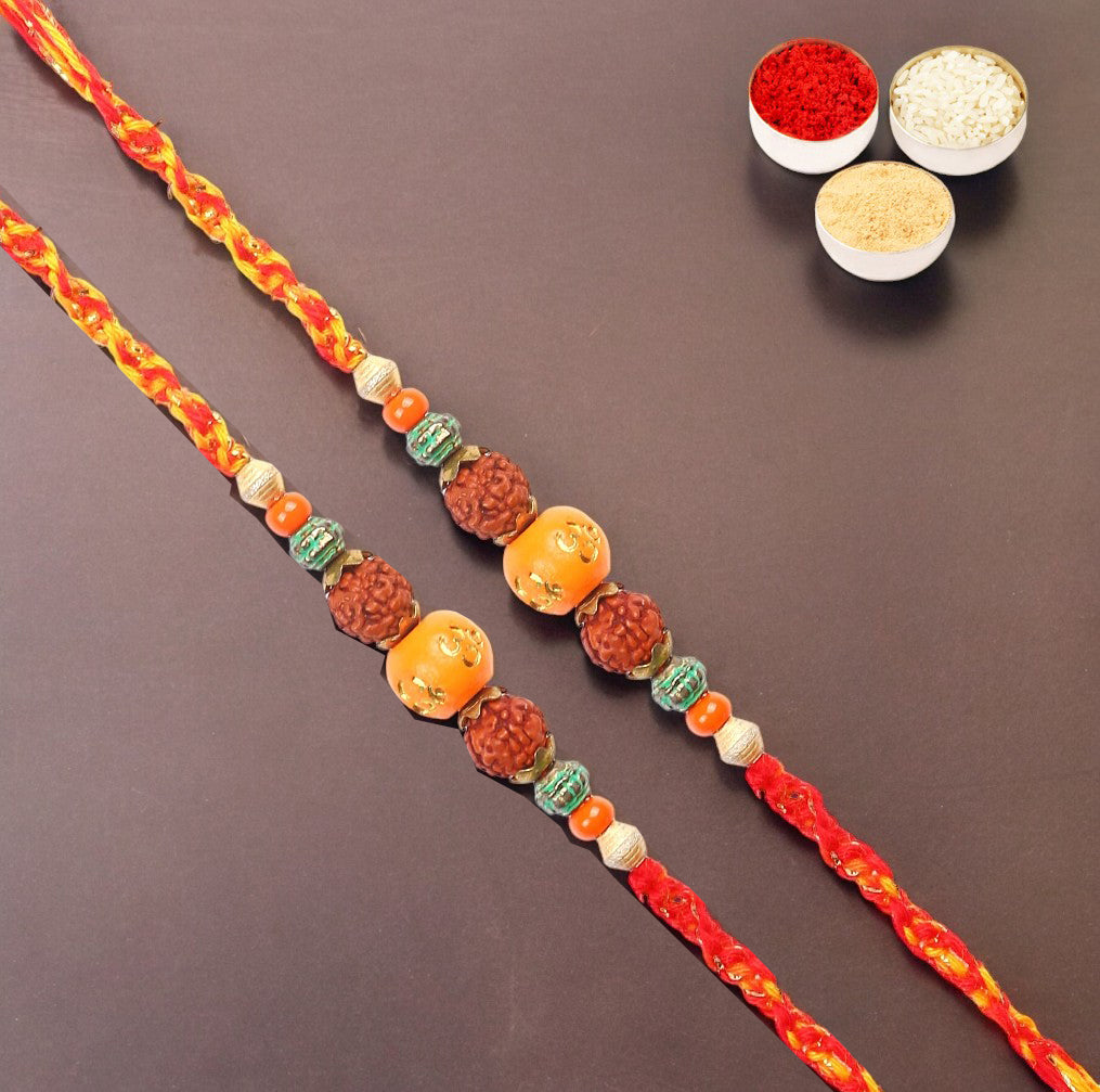 Rakhis Online Australia- Set of 2 - L-3 Rudraksh Rakhi