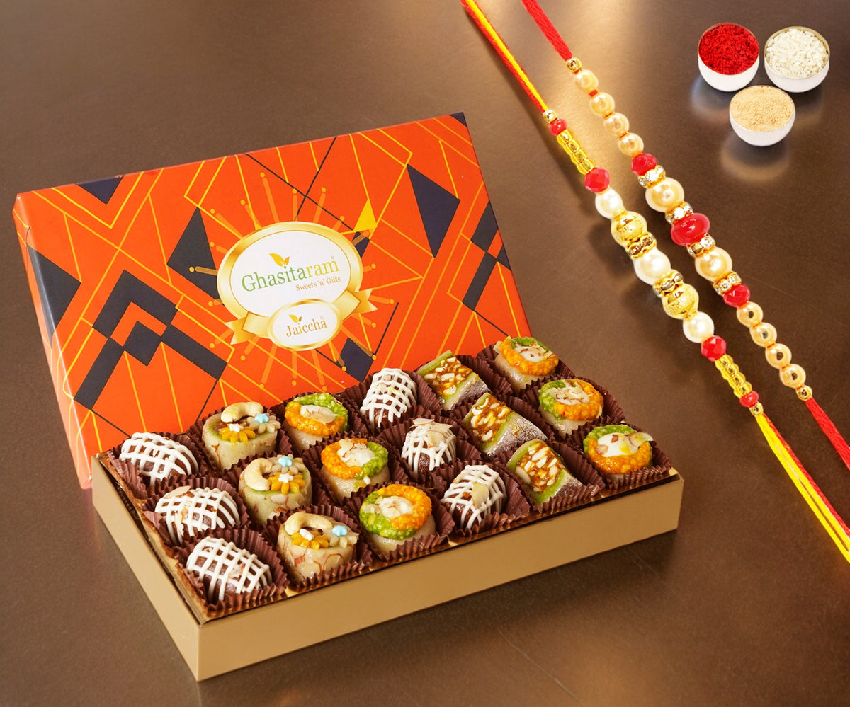 Rakhi Sweets-Exotic Dryfruit Sweets in Designer Box  with Rakhi
