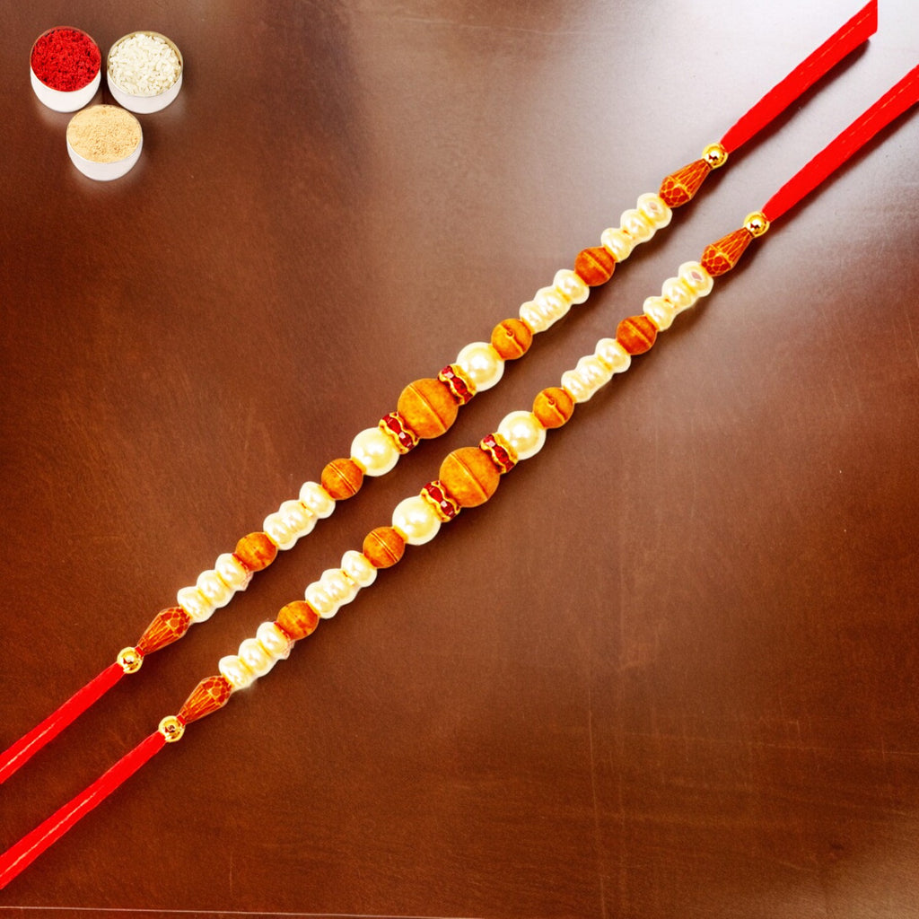 Rakhis Online USA-Set of 2-6222- Pearl Rakhi