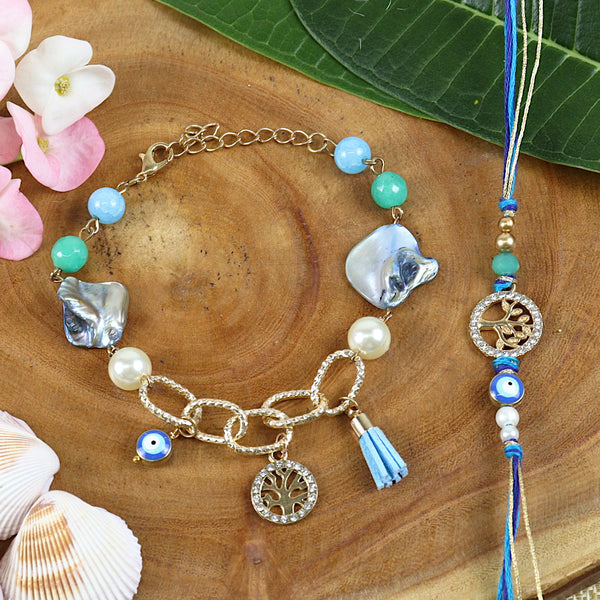 Rakhis Online Australia-BRS24-027- Evil eye Tree of Life Bhaiya Bhabhi Rakhi
