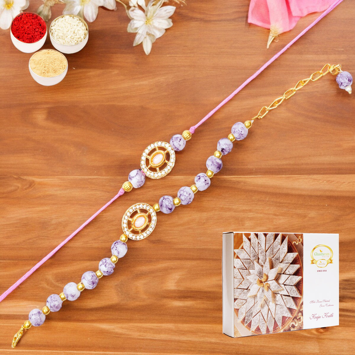 Rmj-6012 Bhaiya Bhabhi Rakhis with 400 gms of Kaju katli