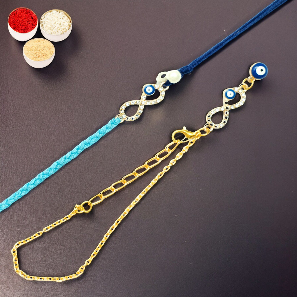 Rakhis Online UK- Rmj-6012 Evil Eye Bhaiya Bhabhi Rakhis