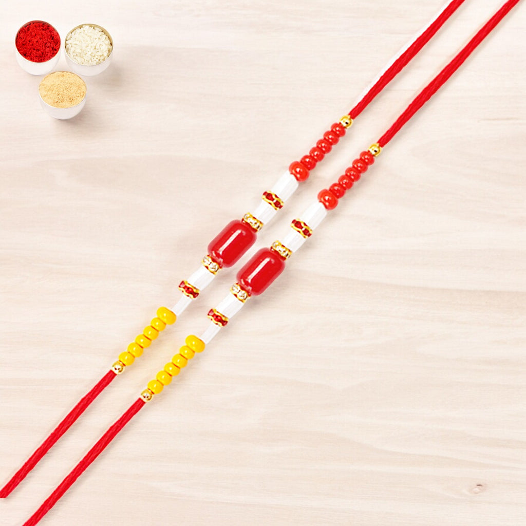 Rakhis Online USA-Set of 2-N-31 Redbead Fancy Rakhi