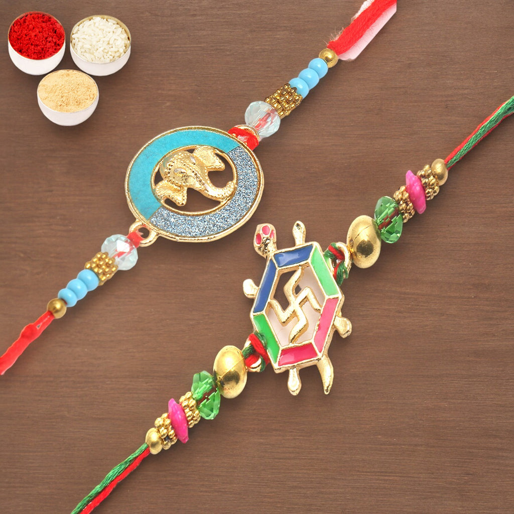 Rakhis Online USA-Set of 2 - Blessings of The Divine Power and The Riddhi Siddhi Ganpati Blessings for my Brother