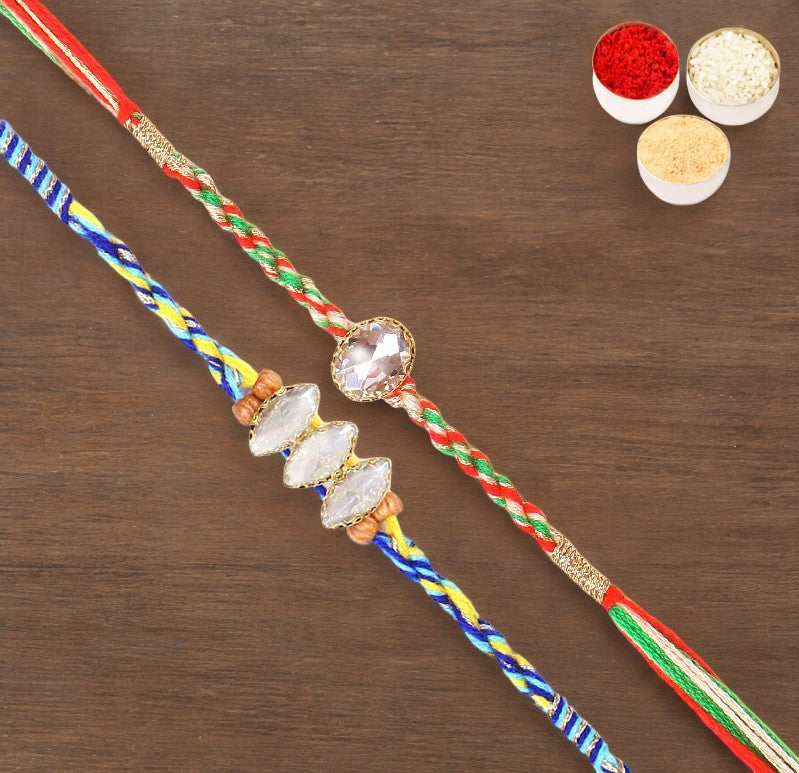  Rakhis Online UK-Set of 2 -6377,6400 Fancy Thread Rakhi 