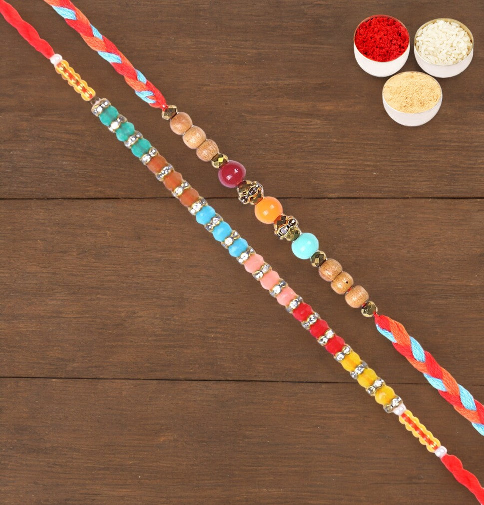 Rakhis Online UK-Set of 2 -6433,6518 Fancy Thread Rakhi 