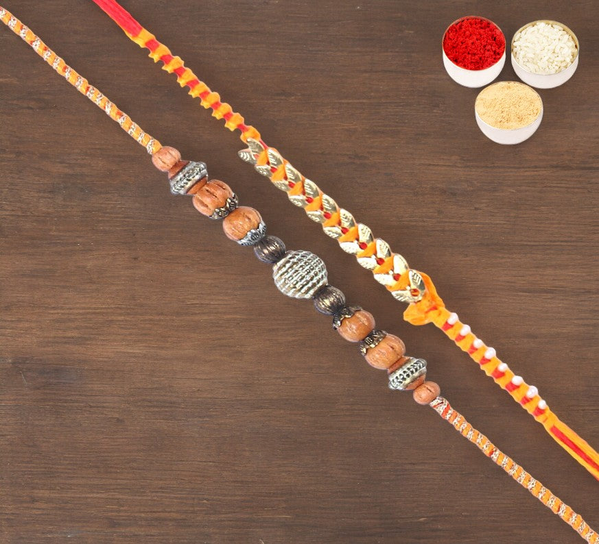 Rakhis Online Australia-Set of 2-L-1,RM-583 Fancy Thread Rakhi 